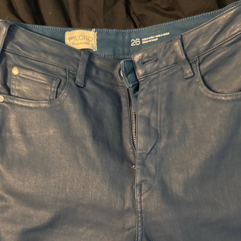 Pilcro Navy Leather Trousers